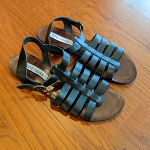 Black Leather Sandals - Steve Madden